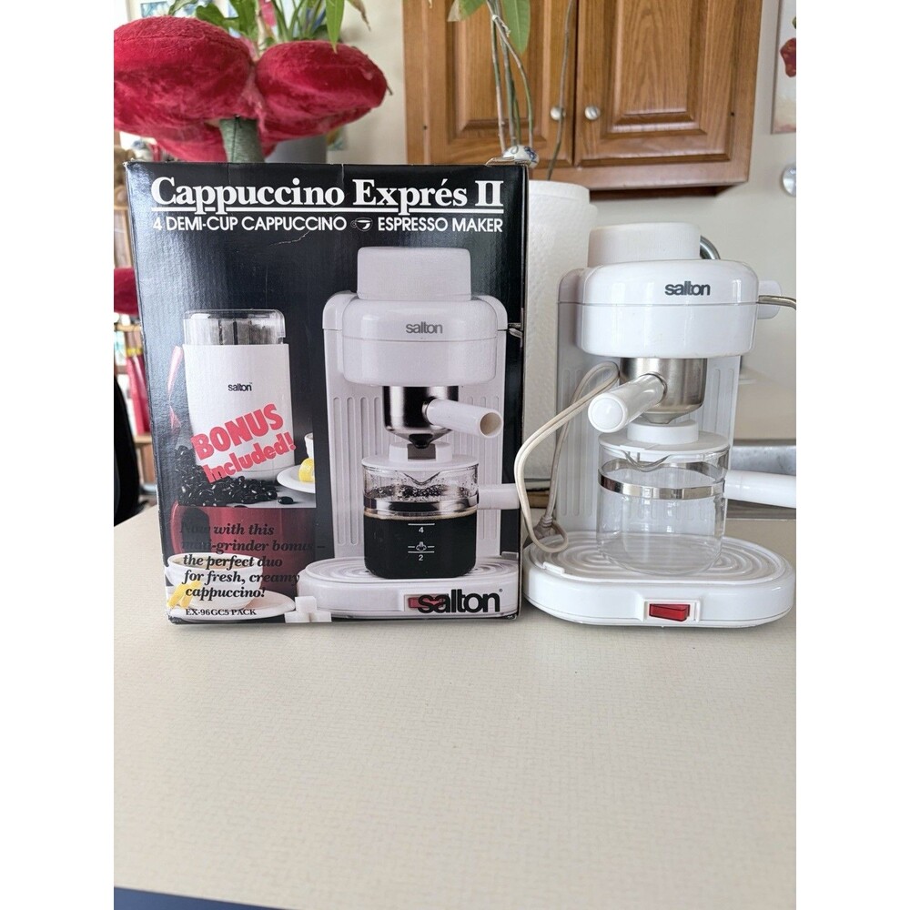 Vintage Salton EX80WHT Cappuccino Espresso Maker White Working
